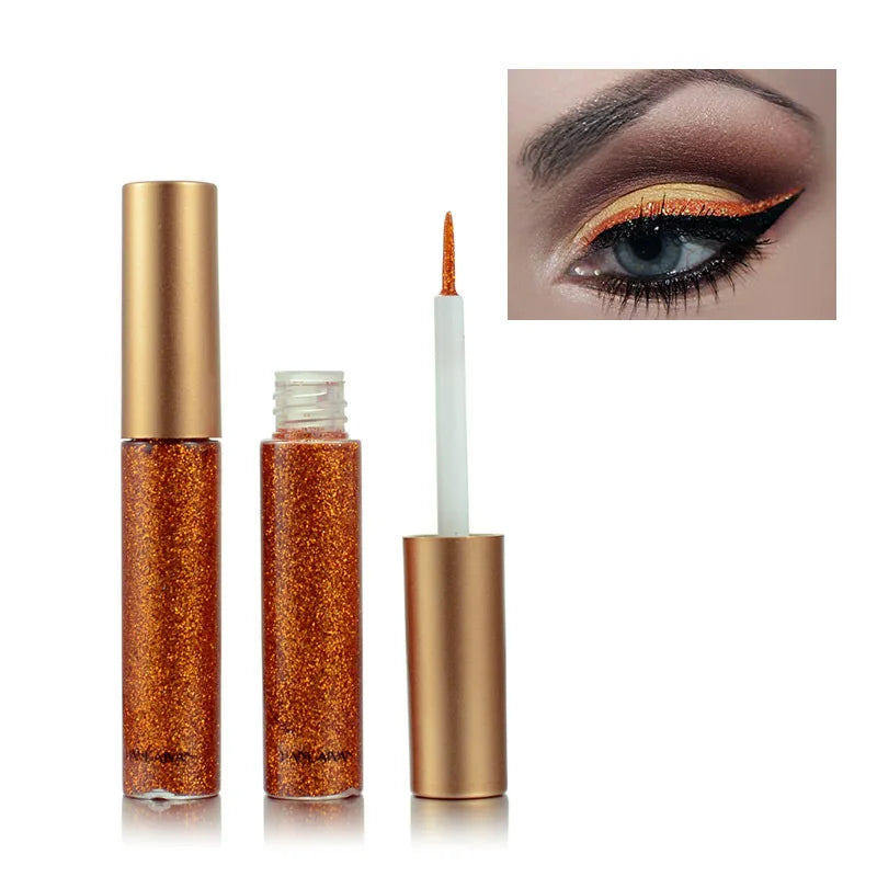 Long Lasting Glitter Eyeliner Kit 10 Vibrant Shades Metallic Sparkle Smudge Proof Easy Apply Eye Liner Makeup Set