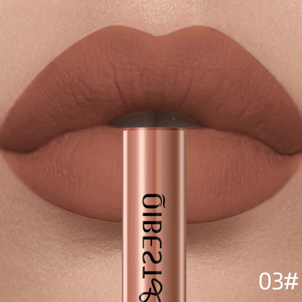 QIBEST Sexy Red Matte Lip Gloss Long Lasting Velvet Liquid Lipstick Lip Makeup Women Beauty Nonstick Cup Waterproof Lipgloss Hot