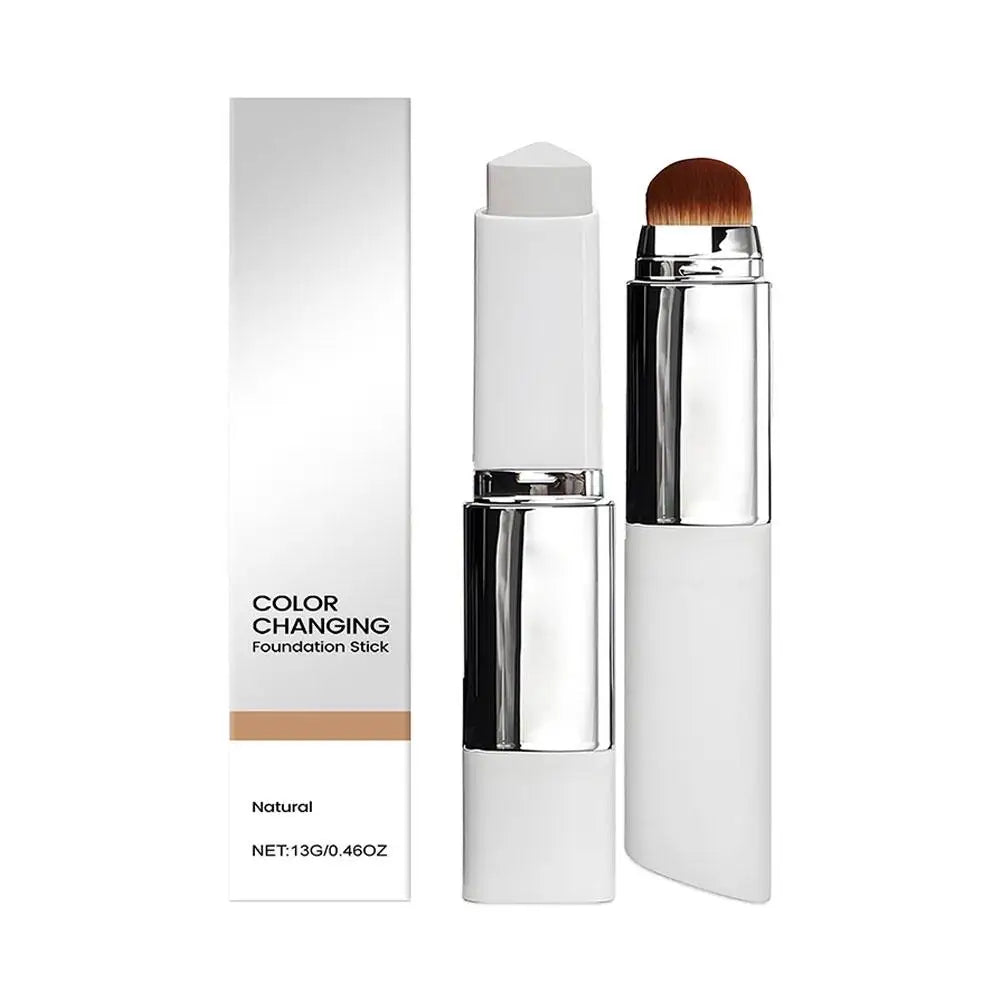 Lightweight Korean Changing Foundation Stick Hydrating Non-Sticky 20H Long-Wear Brightening Built-in Brush for All Skin Types
