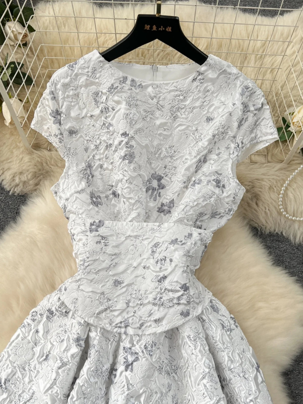 Court Style Elegant Long Dresses for Women Jacquard O-neck Short Sleeve A-line High Waist Vestidos Mujer Frenchic Dress Dropship