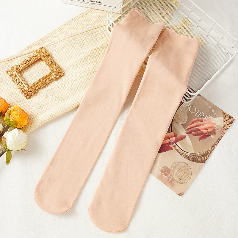 5 Pairs Women's Thick Velvet Warm Mid-tube Socks Winter Snow Socks Thermal Solid Color Home Sleep Floor Socks