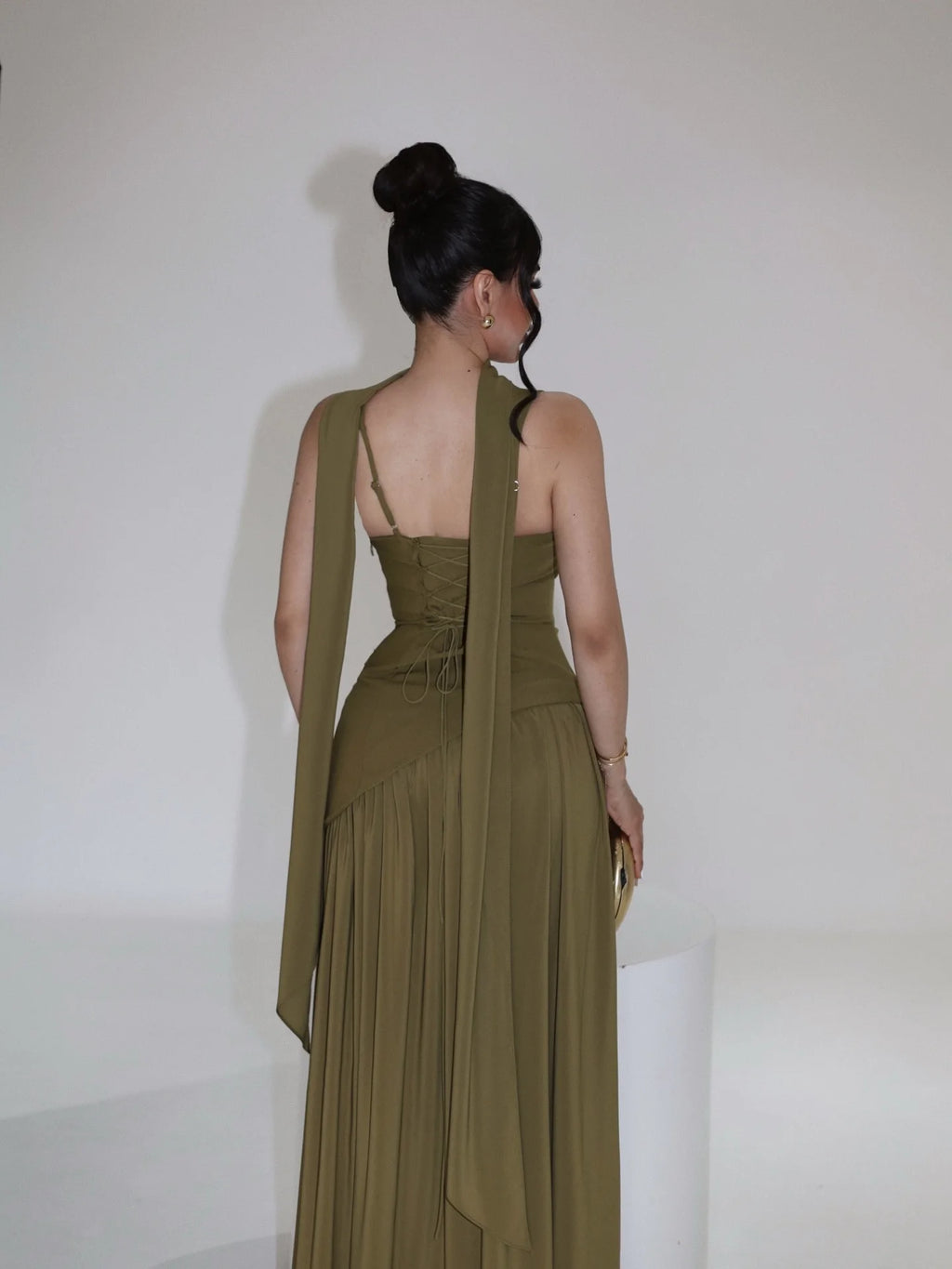 Mingmingxi Women's Lace Up Maxi Dress Sleeveless Adjustable Spaghetti Straps Party Dress with Scarf Summer Vacation Outfit