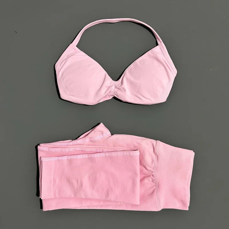 2 Piece Yoga Clothes Women Tracksuit Athletic Wear Pilates Fitness Suit Gym Workout Push Up Clothes Sports Bra Leggings Suit
