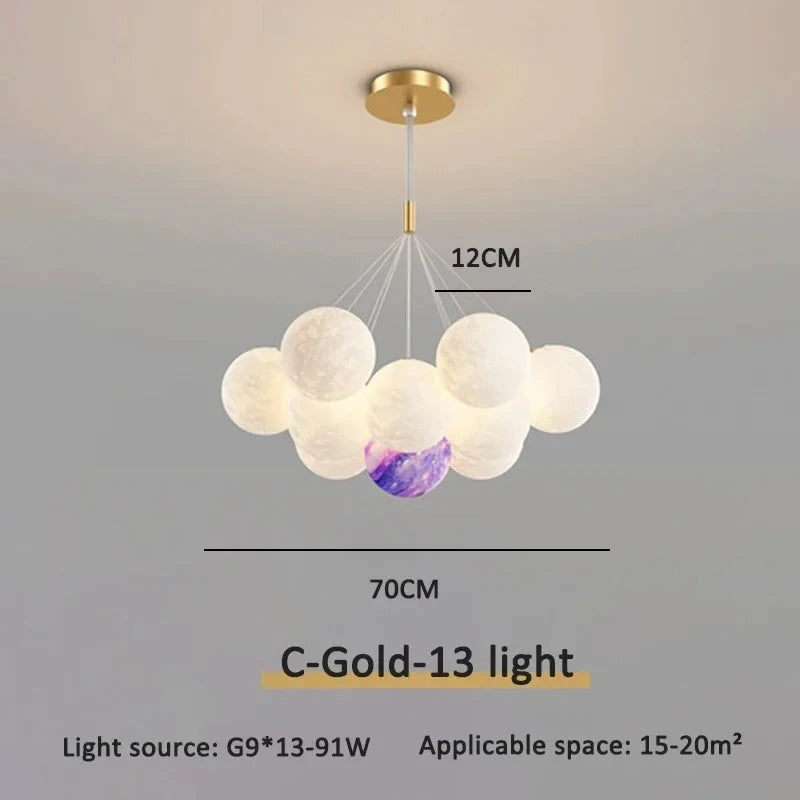 Modern Minimalist LED Ceiling Pendant Lamps Design Cream Ball Chandelier Light Home Decor for Living Dinning Room Bedroom Indoor