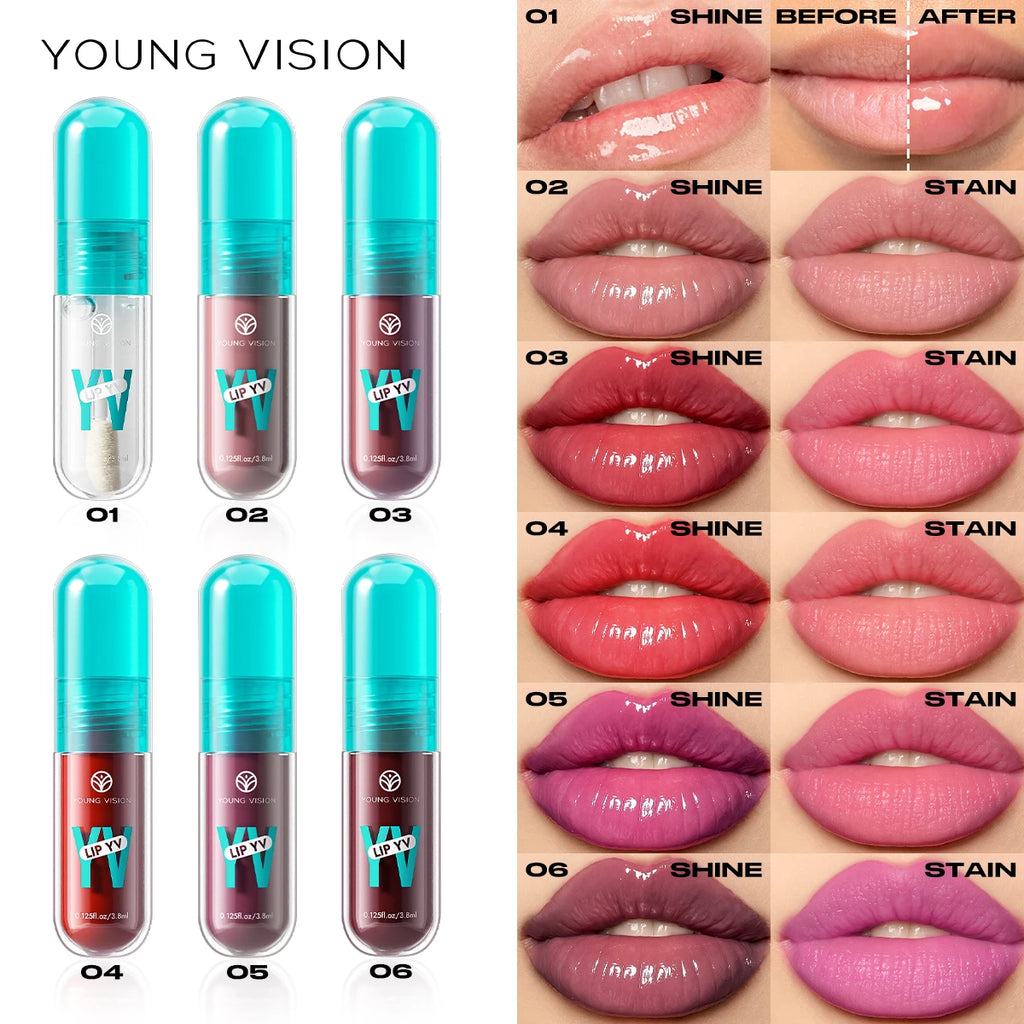 YOUNG VISION 6-Shade Avocado Long-Lasting Moisturizing Lip Stain is lightweight, non-sticky, non-stick cup lip stain