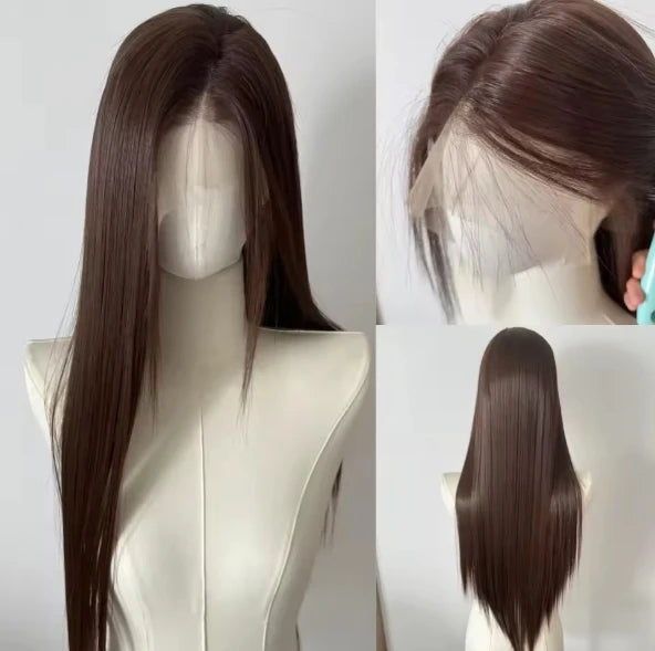 Ashely Platinum Blonde Wig 26inch 13x4 Lace Front Wig Long Straight Synthetic Lace Wigs High temperature Fibers for Cosplay
