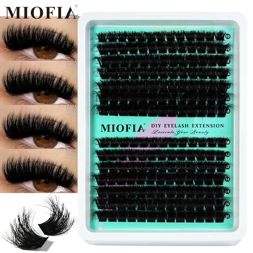 MIOFIA Wispy Thick Lashes Cluster 50D 80D 100D 150D Natural Fluffy False Eyelash Extension Cat Eye Lashes Mixed Tray Makeup