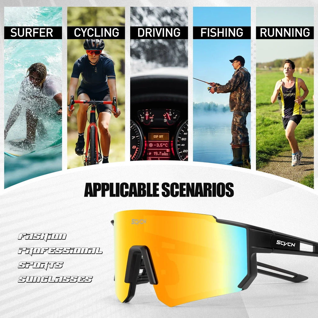 SCVCN Fashion Sunglasses for Men Women Sports Glasses Hiking Eyewear Outdoor Cycling  MTB Bike Mountain UV400 Skiing Goggles