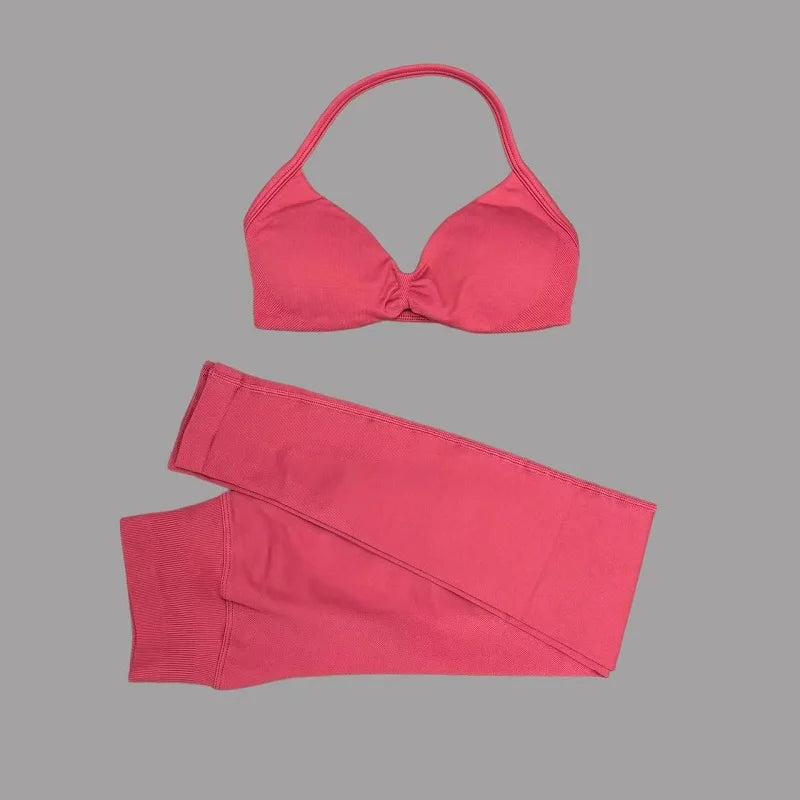 2 Piece Yoga Clothes Women Tracksuit Athletic Wear Pilates Fitness Suit Gym Workout Push Up Clothes Sports Bra Leggings Suit