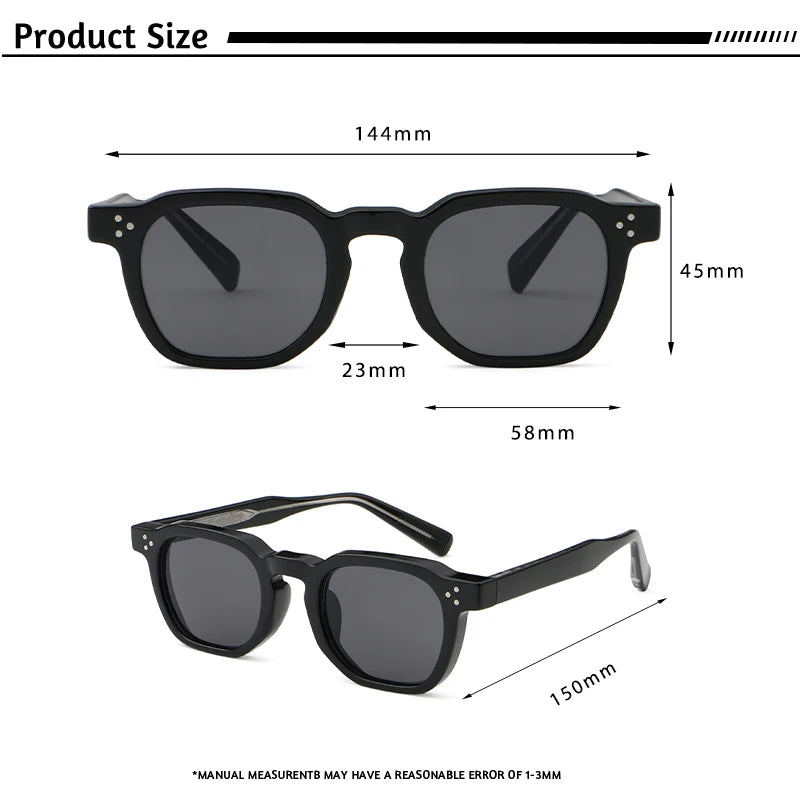 HBK New Square Vintage Sunglasses Men Square Fashion Punk Sun Glasses for Women Outdoor Travel Driving Beach Eyewear UV400