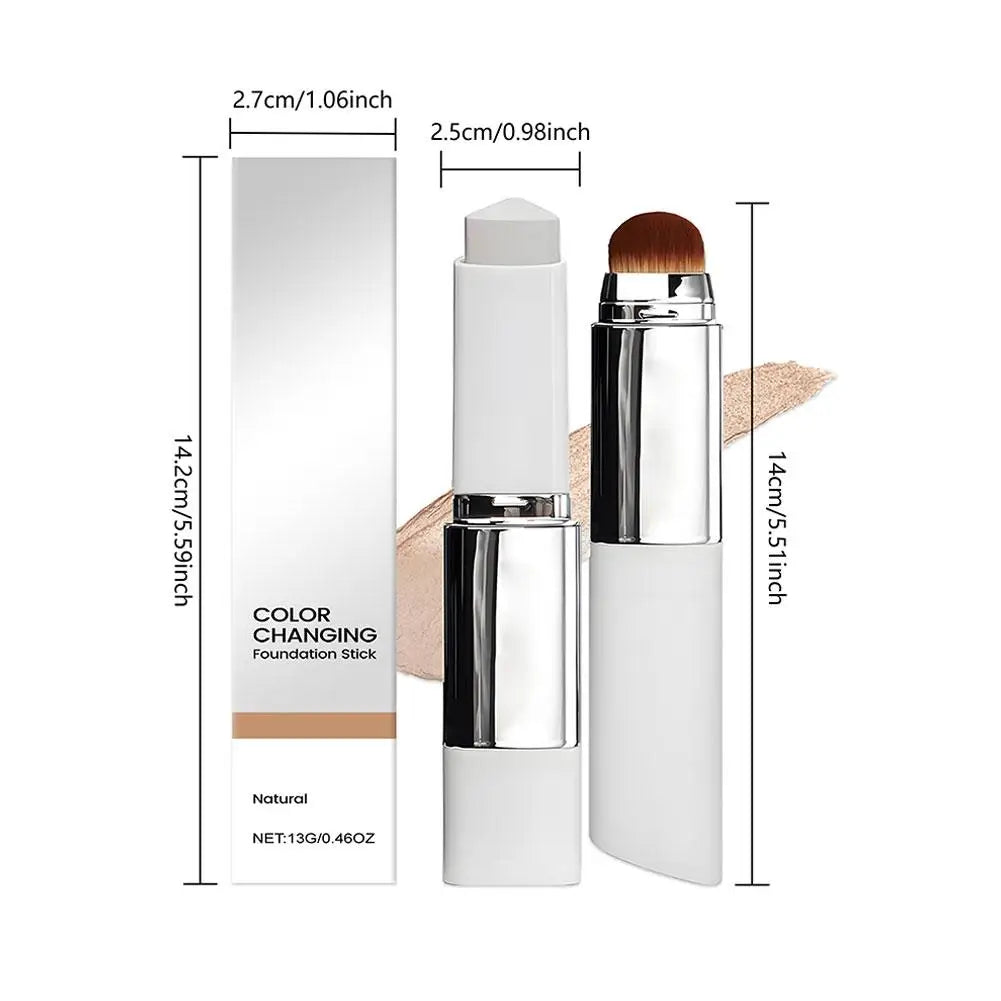 Lightweight Korean Changing Foundation Stick Hydrating Non-Sticky 20H Long-Wear Brightening Built-in Brush for All Skin Types