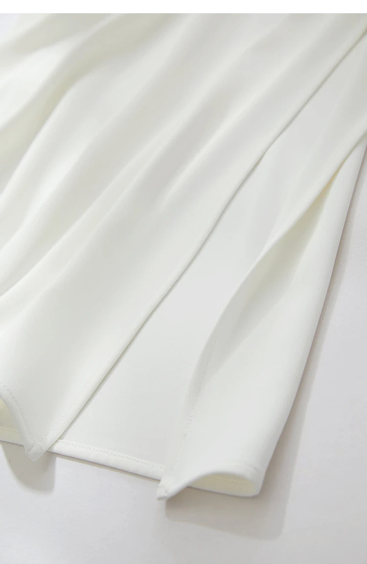 Amii Minimalism 2024 Women Dresses Summer New Vacation Style V-neck Spliced Chiffon Female Sleeveless Loose Dress 12452102