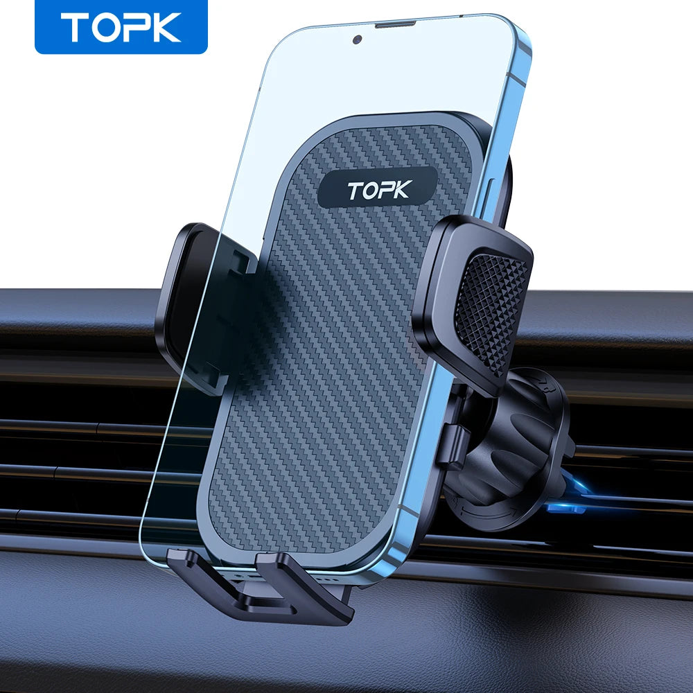 TOPK Car Phone Holder Air Vent Mount for Big Phones & Thick Cases | Hands-Free Clamp Cradle for iPhone, Samsung, All Smartphones