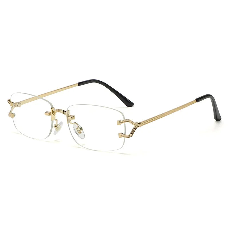 New Small Narrow Rimless Sunglasses Fashion Frameless Rectangle Tinted Lens Eyewear 90s Glasses for Women Men