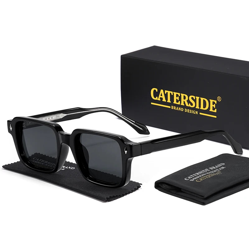 CATERSIDE Vintage Men's Square Sunglasses Brand Design Temple Tips Sun Glasses Women's Outdoor Travel Party Eyeglass UV400