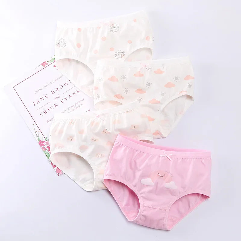 4 Pcs/Lot Girls Underwear Soft Cotton Panties Girls Teens Underpants Baby Girl Kids Children's Triangle Shorts 3-16 Years Old