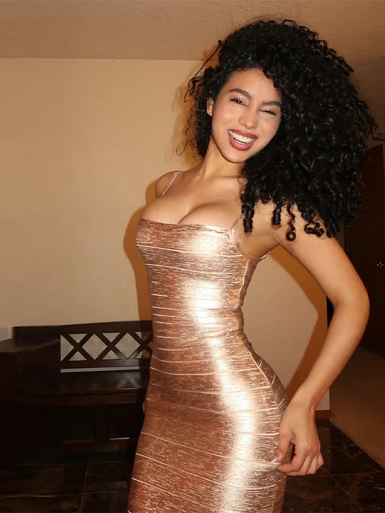 Metallic Shimmer Spaghetti Strap Sweetheart Neck Maxi Dress Bodycon Bandage For Women Night Out Party And Evening Wear