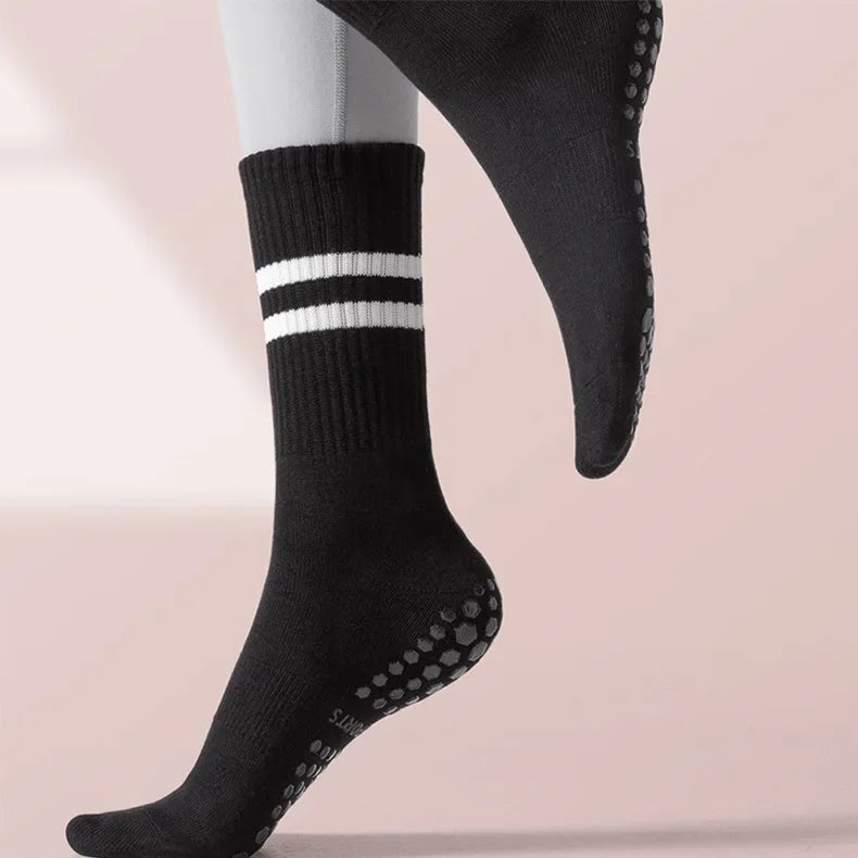 Professional Non-slip Yoga Socks Cotton Mid-tube Bottom Silicone Indoor Fitness Socks gym Floor Socks Dance Pilates Sports Socks