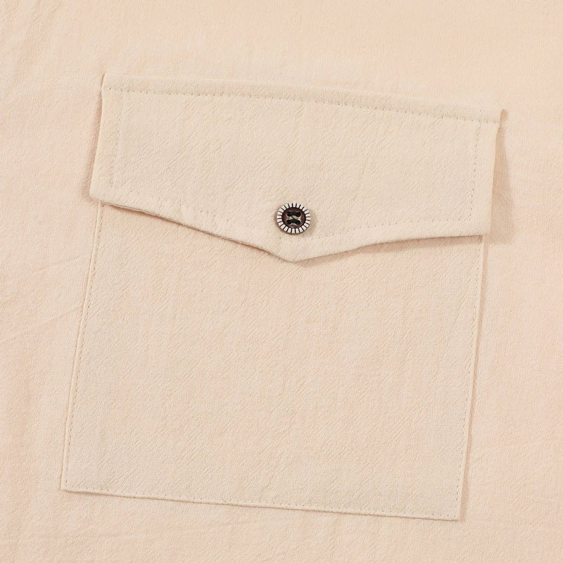 Men's Linen Casual Short Sleeve Shirt Lapel Collar Button Lightweight Breathable Summer Daily Beach Vacation Work Shirt for Men