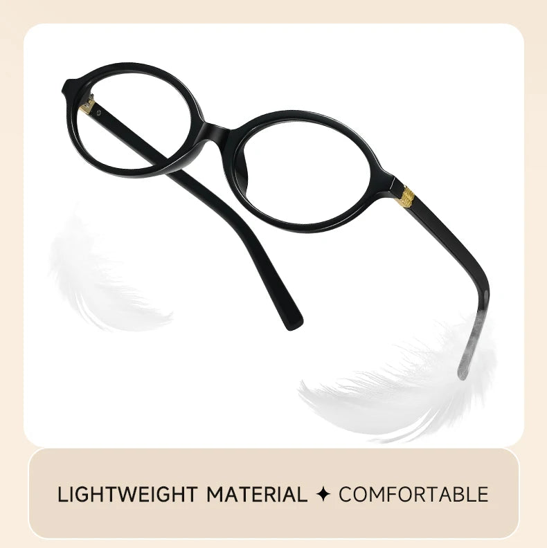 2025 BEAU FIVE New Women's Retro High-End Oval Frame Photochromic Glasses - Slimming and Suitable for Natural Looks F102
