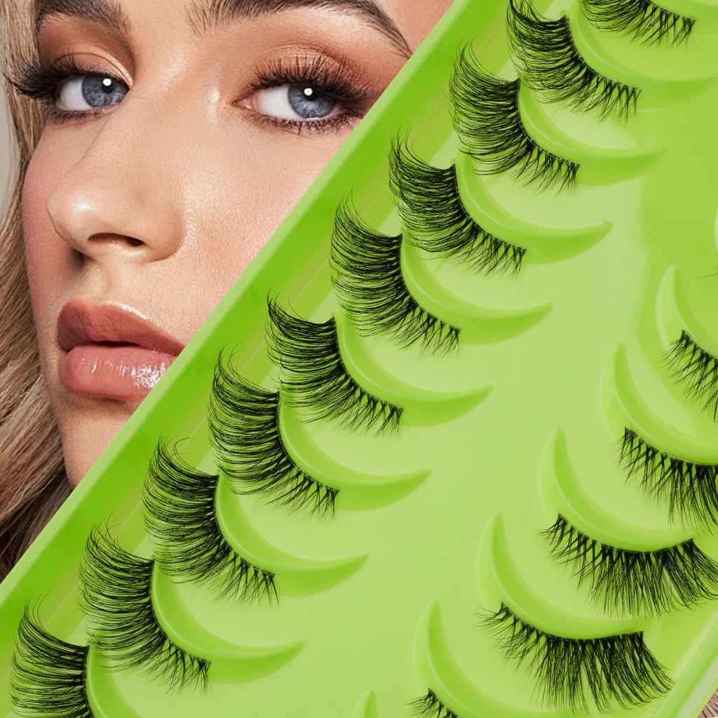 New Half Eyelashes 3/10Pairs Half Lashes Natural 3D Cat Eye Lashes Clear Stem False Eyelash Extension Makeup Faux Cils maquiagem
