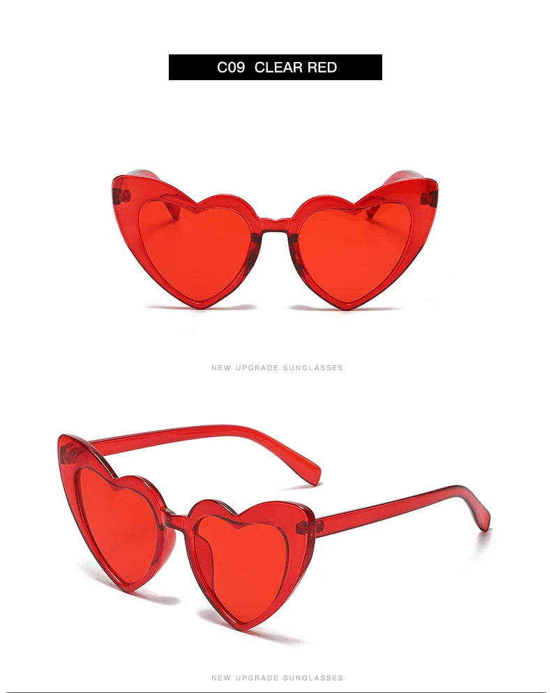 Heart Shaped Sunglasses Women Cat Eye Female Sun Glasses Luxury Brand Retro Love Black Red Eyewear Men Oversize Shade