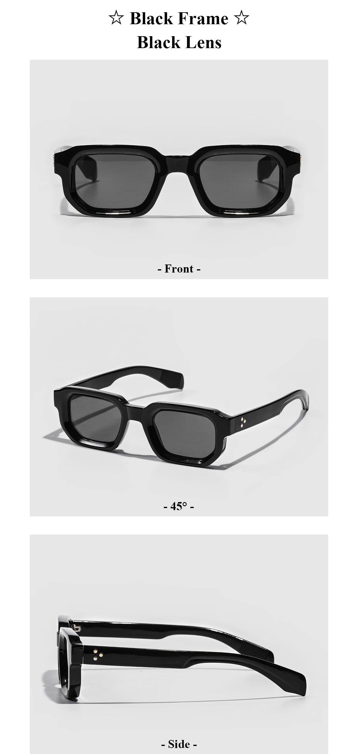 Ruiao Men Vintage Rectangle Frame Sunglasses Fashion Retro Sun Glasses Luxury Brand Design UV400 Shades Eyewear Women Sun Glasse