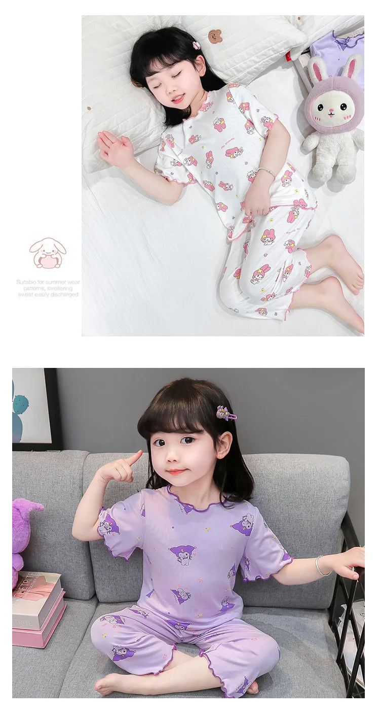 Baby Pajamas Sets Cotton Child Pajamas Toddler Summer Sleeveless Baby Nightwear Pyjamas Kids Cartoon Homewear Clothes
