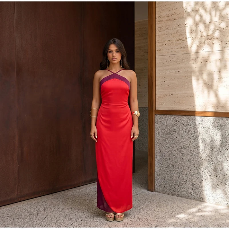 Solid Color Strapless Ribbon Women Summer Dress Sexy Sleeveless Backless High Waist Slim Maxi Vestidos 2026 Lady Vacation Outfit