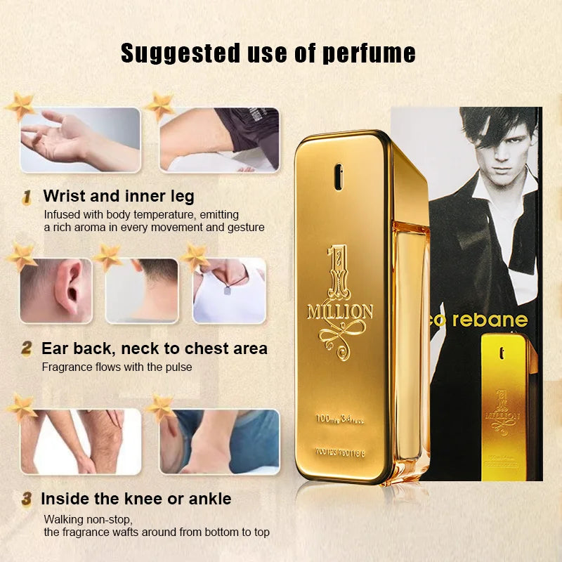Paco Rabanne 1 Million for Men Eau de Toilette Spray 3.4 oz Spicy Cinnamon Citrus Amber Leather 24 Hour Long Lasting Cologne