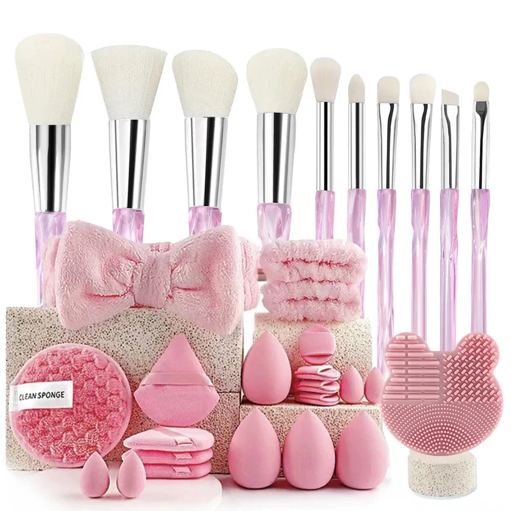 20/40 Pink Makeup kit Complete Makeup Brush Set, Big set includes Soft Brushes, Beauty Blender, Birthday Christmas New Year gift