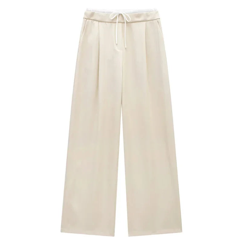 HXAO 2024 Women's Pants Baggy Wide Pants Woman Fashion Black Trousers Casual High waisted Pants Autumn Bluey Flared leggings