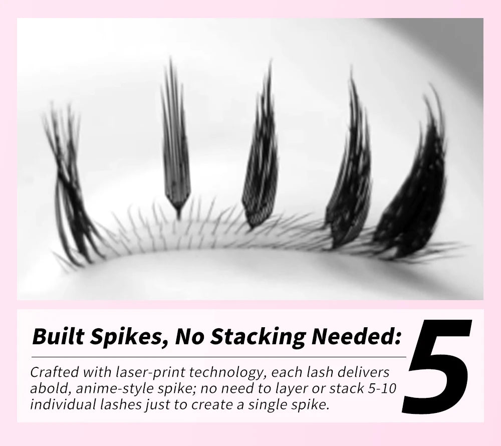 LAKANAKU Narrow Spire Eyelashes Extension Anime Lashes Spire Clusters Manga Style Feather Lightweight Premade Fans Extension