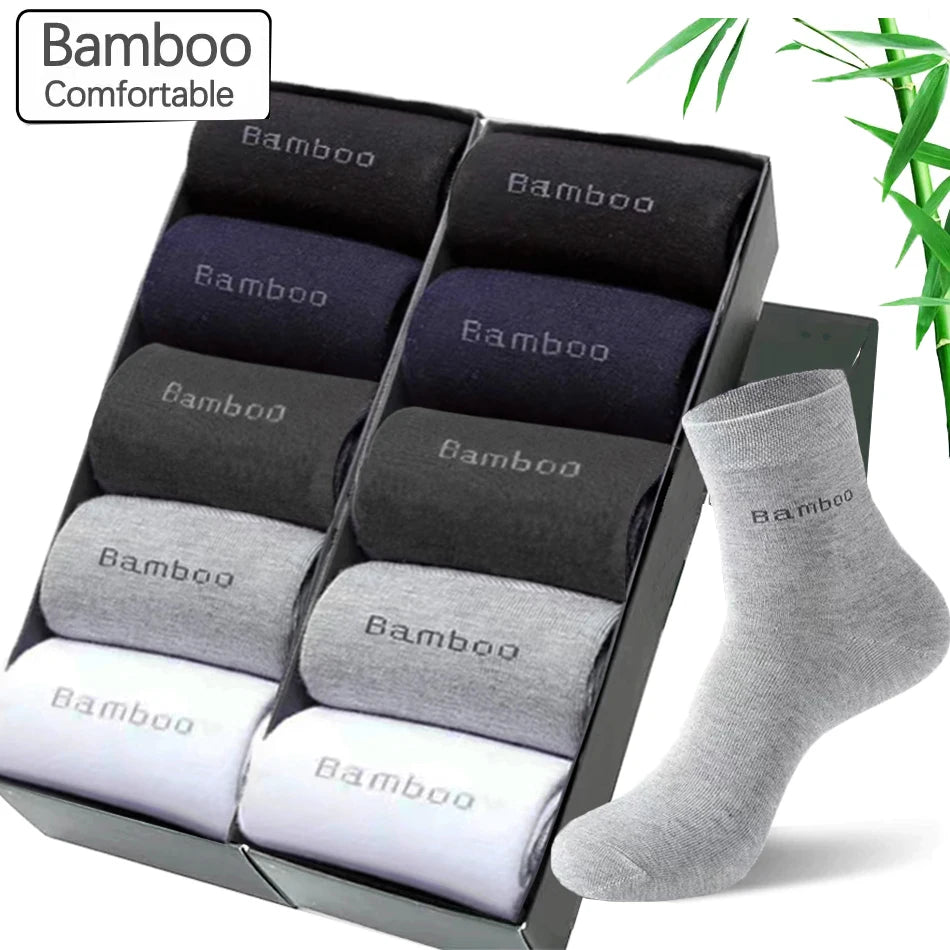 10 Pairs /Lot Bamboo Fiber Socks Men Casual Business Anti-Bacterial Breatheable Men's Crew Socks High Quality Guarantee Socks