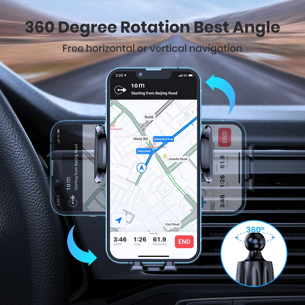 TOPK Car Phone Holder Air Vent Mount for Big Phones & Thick Cases | Hands-Free Clamp Cradle for iPhone, Samsung, All Smartphones