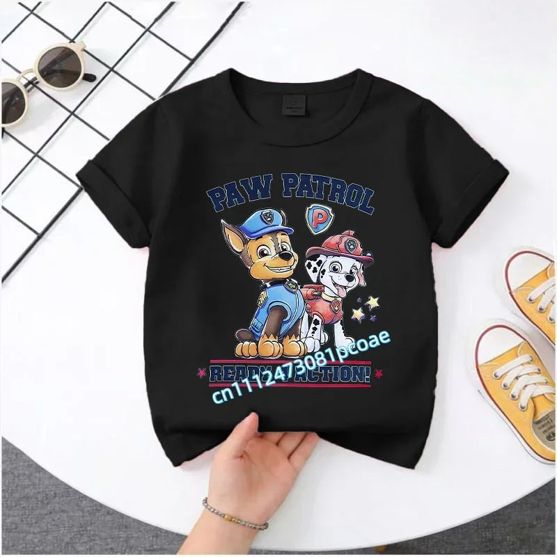 PAW Patrol Summer Short-Sleeved 1-12 Years Old Children's Pure Cotton T-Shirt Boys' Sports Shirt Girls' Casual Top Cartoon Print