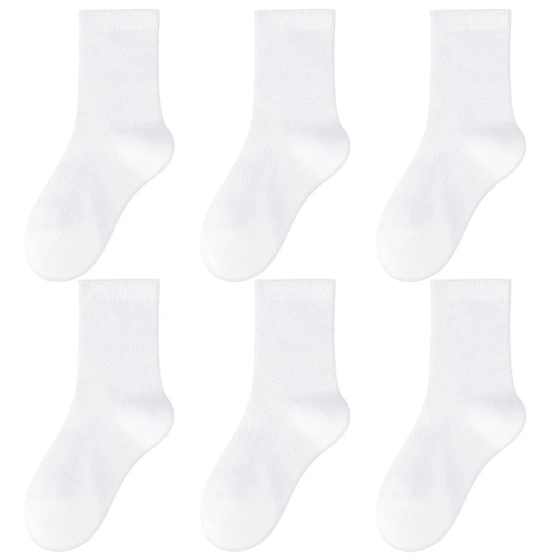 Children's pure cotton seamless socks,mesh thin mid-calf style for summer, suitable for students to wear to school, for sports