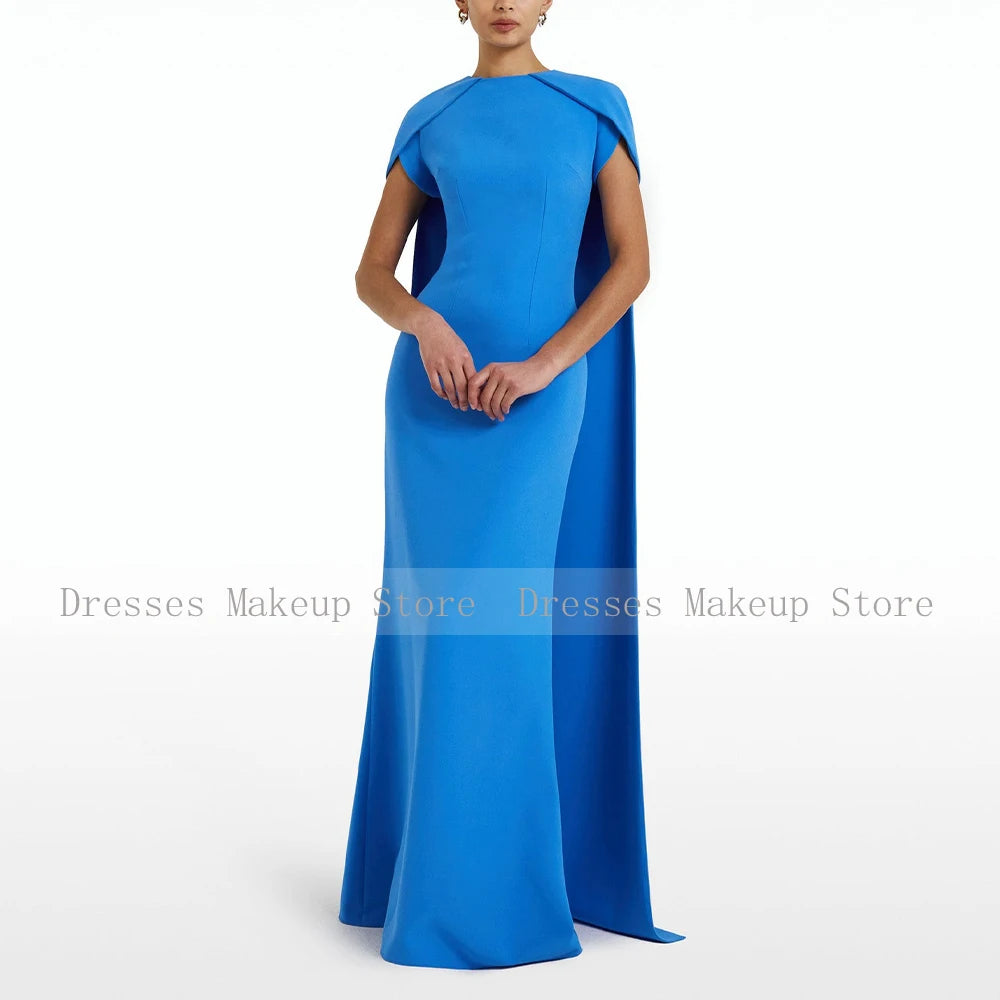 Customized Hot Pink Formal Evening Dresses Mermaid O Neck Elegant Wedding Guest Gowns Long Criss-Cross Watteau Train Prom Dress