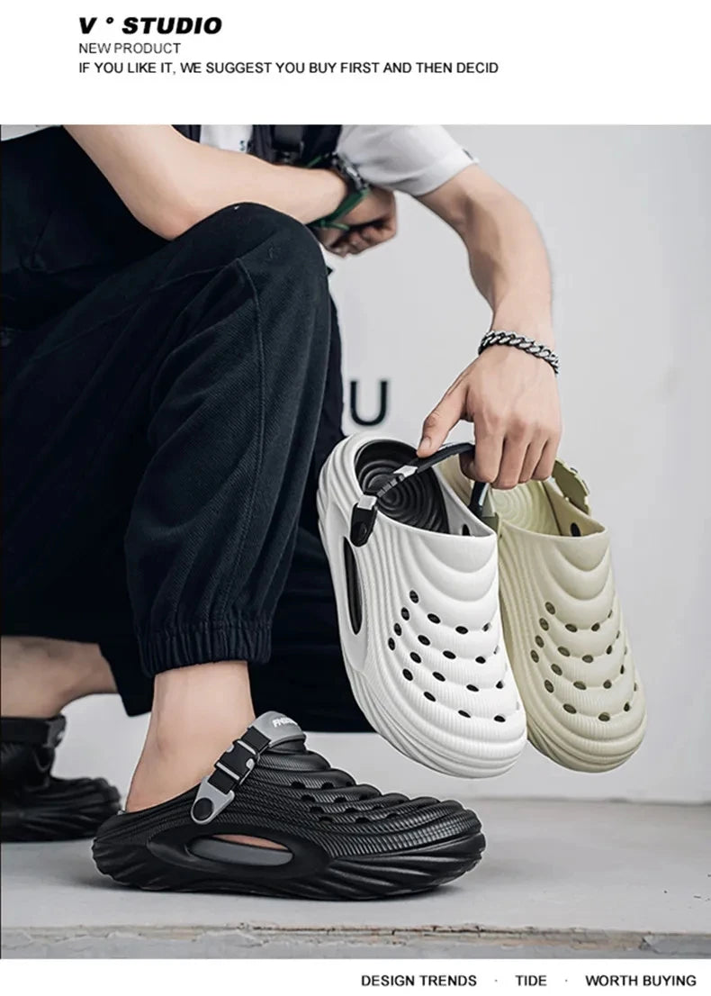 New Couple Models Hole Shoes Summer Women's Sandals Beach Lightweight Men's Slippers Baotou Waterproof Sandals Slippers Men
