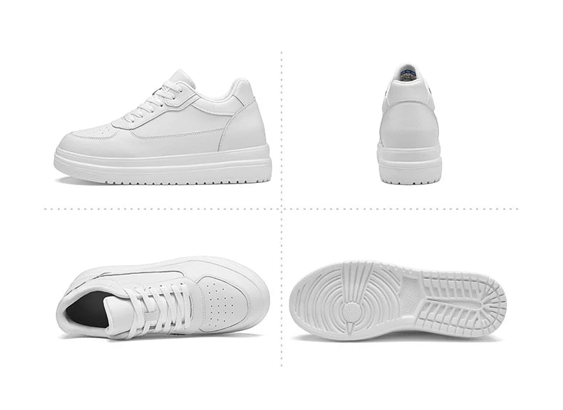 New Invisible Height-increasing Shoes for Men, 6CM-8CM-10CM Sports Shoes,White Leather Sports Shoes for Men,Enlarged Sizes 36-46