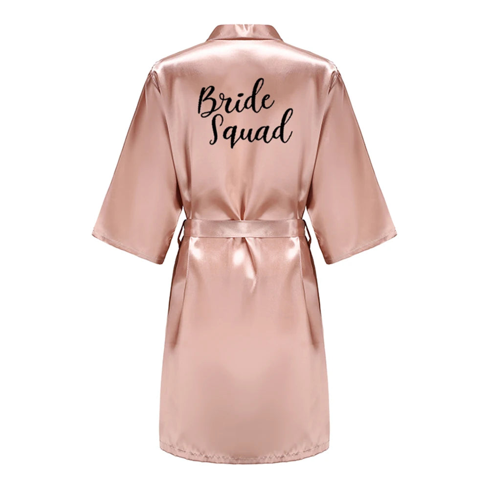 Bride Bridesmaid Wedding Robe Kimono Bathrobe Gown Nightgown Casual Satin Short Women Sexy Nightwear Sleepwear YS1666