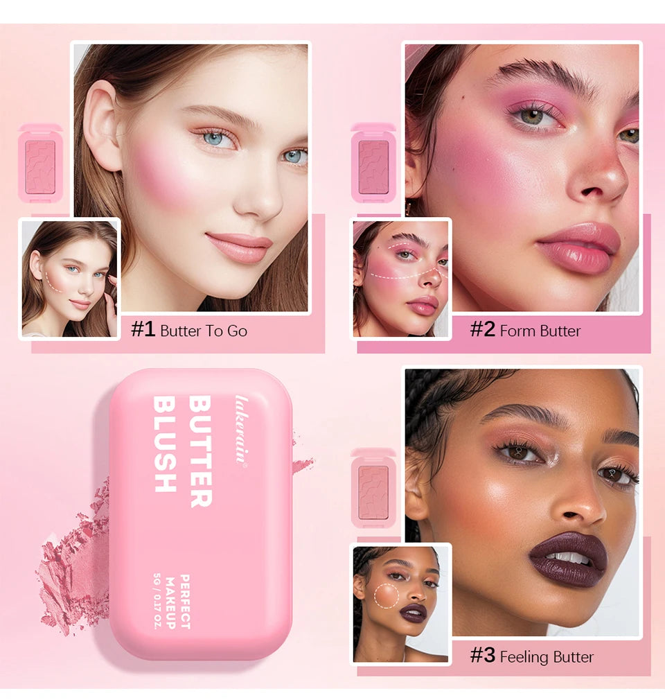 Professional Makeup Powder Blush 12HR Wear Vegan Formula Blusher Makeup Blush in Bar Cosmetics Palette Powder Pink Cream Face