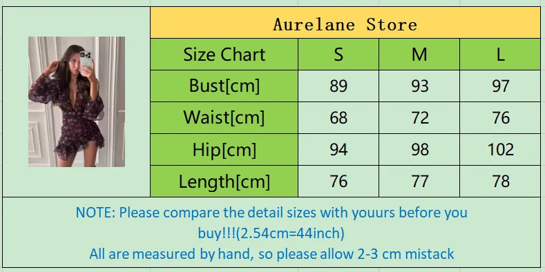 Flora Painted Ruffle Mini Dress Women Elegant Full Sleeve Deep V-neck Slim A-line Dresses 2026 Lady Holiday Street Outwears New