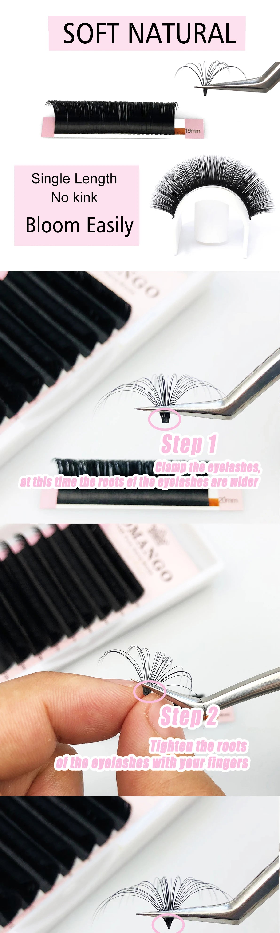 CoMango Easy Fan Lashes Extension DIY 2d/3d/4d/10d Faux Mink Blooming Eye Lash Extensions 0.03/0.05/0.07 Makeup Lashes