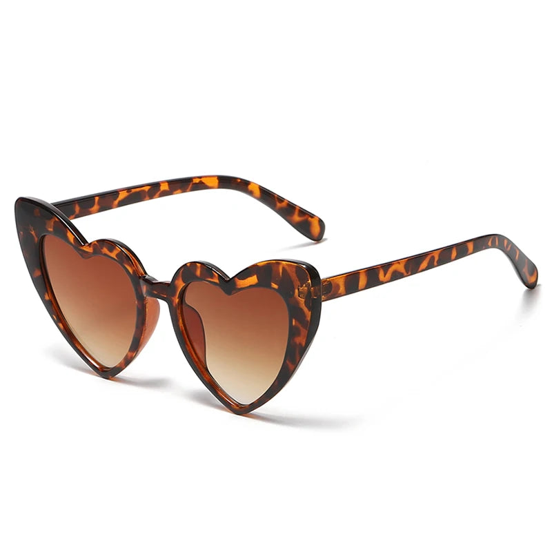 Heart Shaped Sunglasses Women Cat Eye Female Sun Glasses Luxury Brand Retro Love Black Red Eyewear Men Oversize Shade