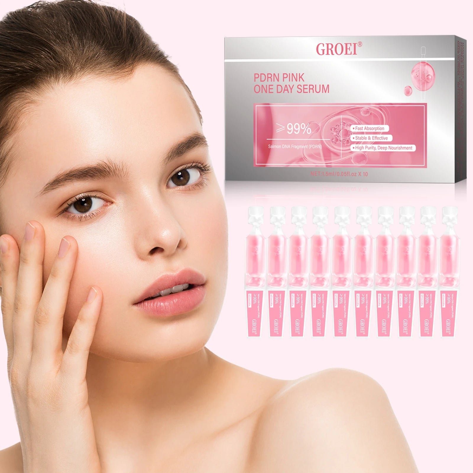 10pcs/Box PDRN Serum Moisturizing Repairs Brightens Reduces Sagging Skin Care Essence Benefits Anti Aging Facial Treatment