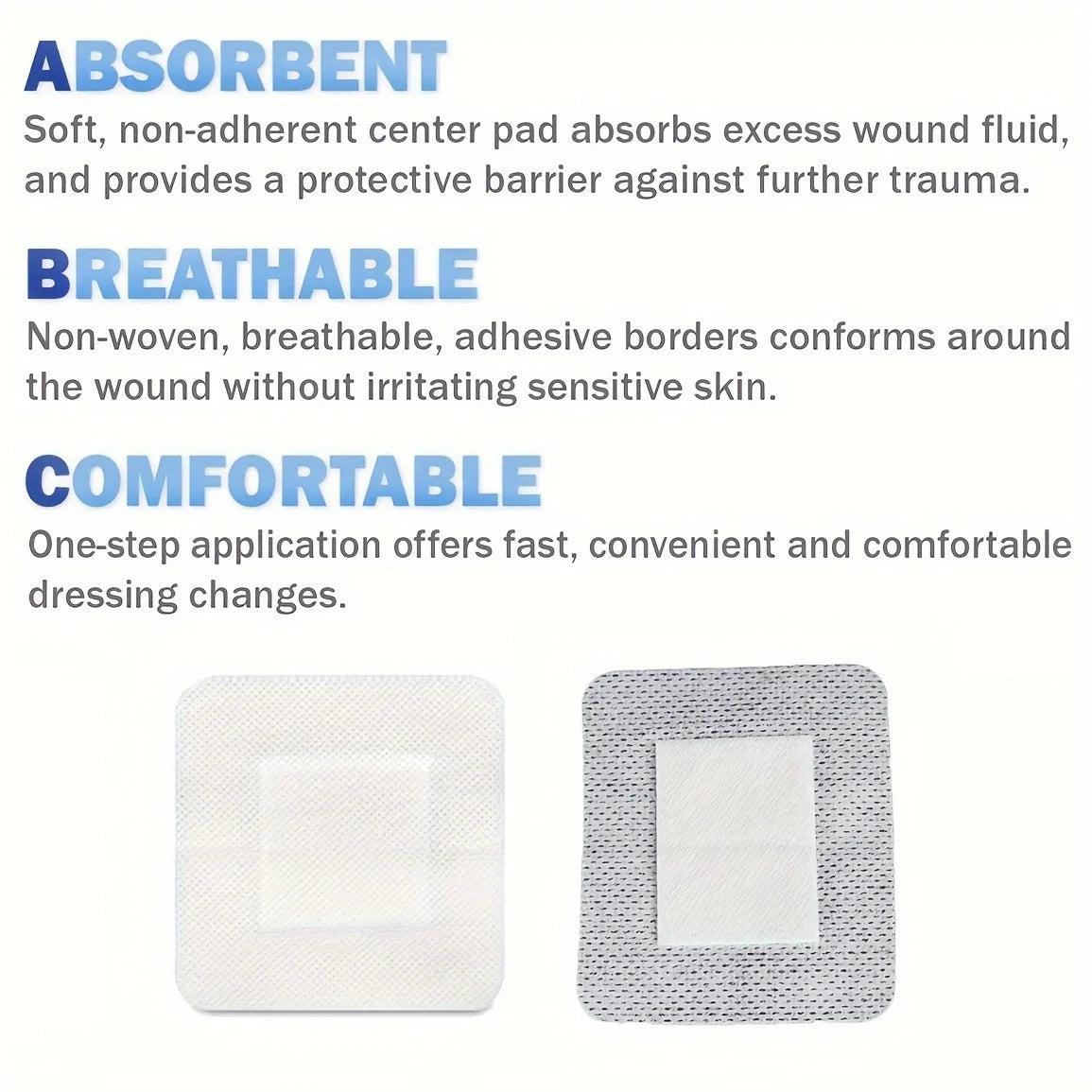 50pcs Large Size Hypoallergenic Non-woven Medical Adhesive Wound Dressing Band Aid Bandage Large Wound First Aid 6*7cm
