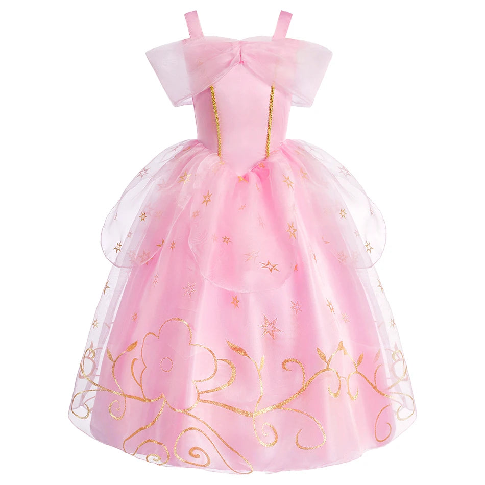 Little Girls Children Sleeveless Pink Dresses Children Summer Clothing Kids Princess Carnival Christmas Luxury Cosplay Dresses