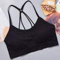Sports Underwear Women Yoga Fitness Seamless Crop Top Wide Letter Straps Comfortable Workout Activewear Back Without Underwire