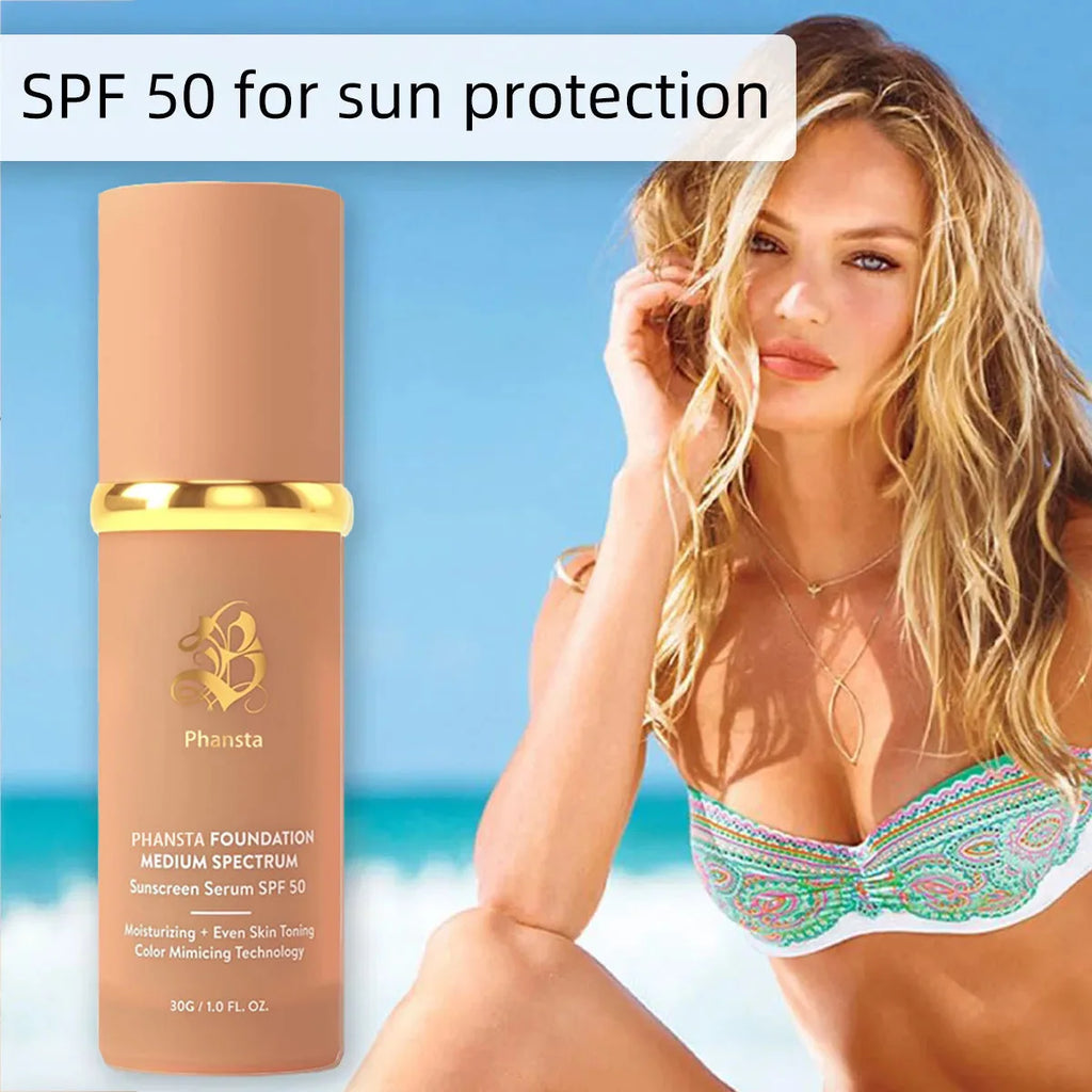 4 in 1 Foundation Liquid Hydrating Medium Full Coverage Concealer SPF 50+ Longwearing Waterproof Foundation Natural Face Makeup